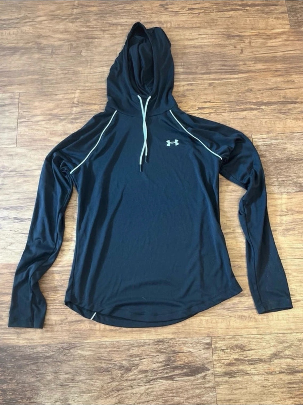 Under Armour Black Hooded Long-Sleeve Swim Top with Contrast Drawcord